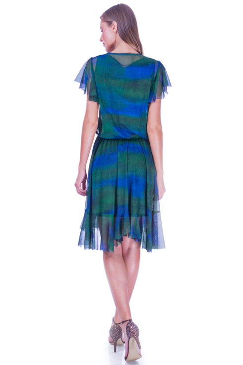 Rochie tul pictat cu broderie I-126