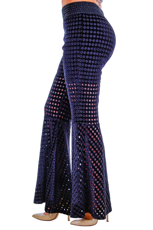 Pantaloni catifea cu broderie