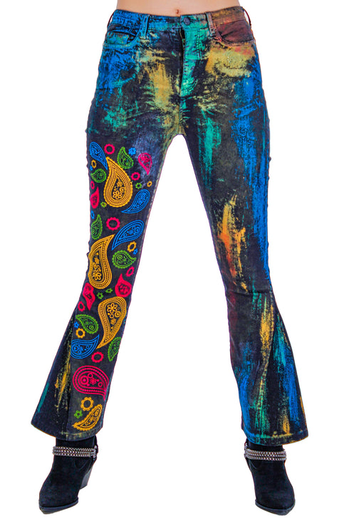 Pantaloni denim cu broderie MT-32