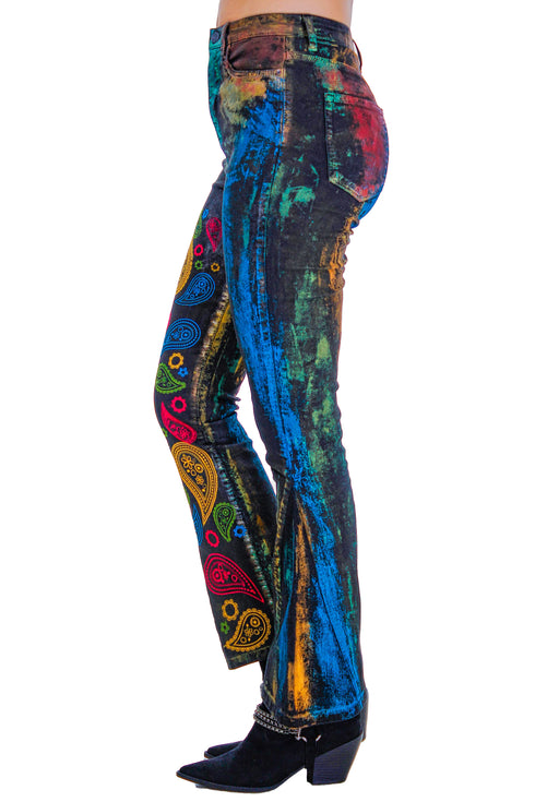 Pantaloni denim cu broderie MT-32