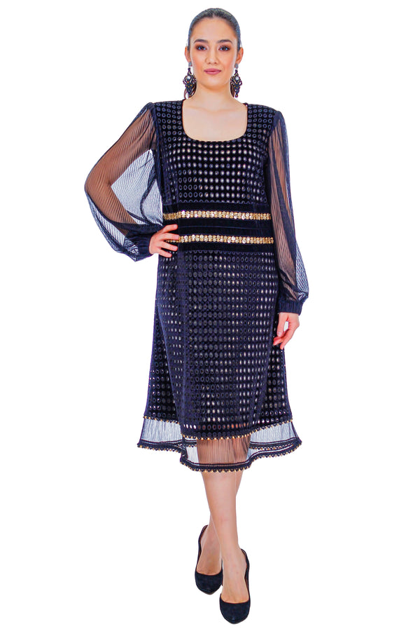 Rochie catifea voal si dantela MT-51