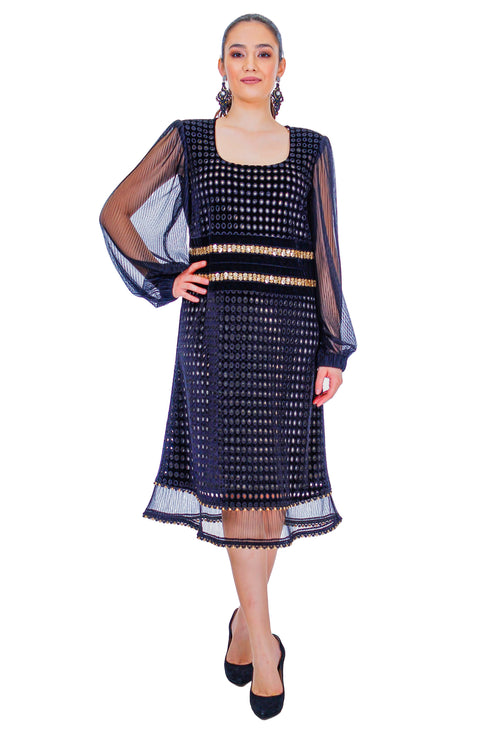 Rochie catifea voal si dantela MT-51