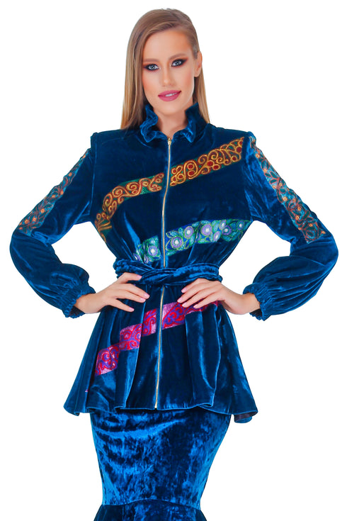 Jacheta catifea albastra RM-52