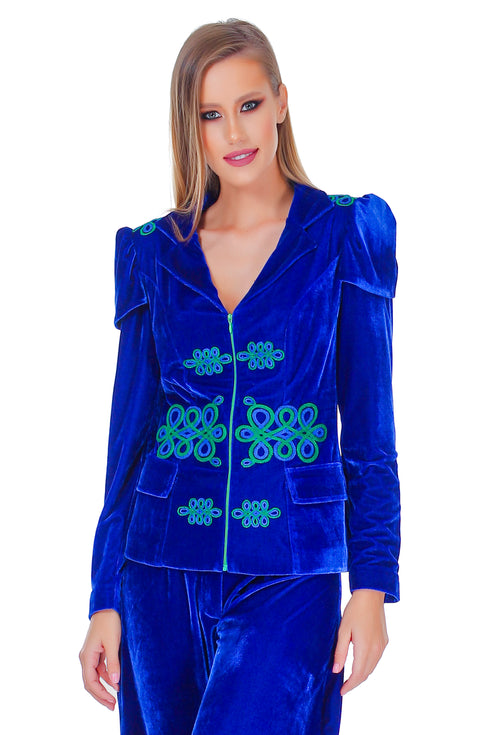 Sacou catifea cu broderie RM-71
