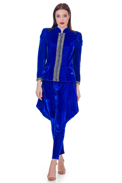 Pantaloni catifea albastra RM-74