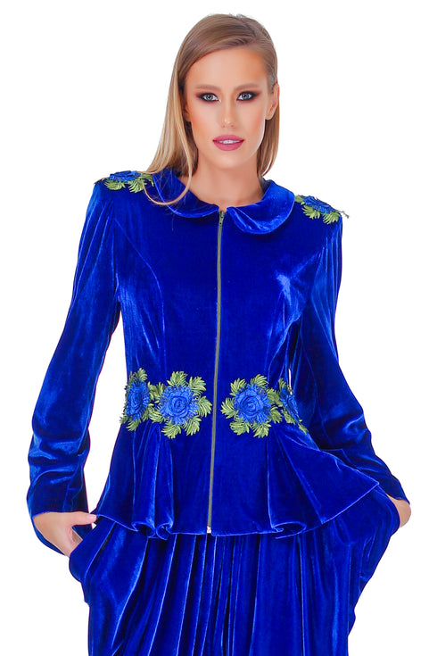 Sacou catifea cu broderie RM-75