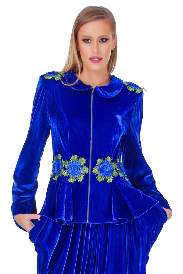 Sacou catifea cu broderie RM-75