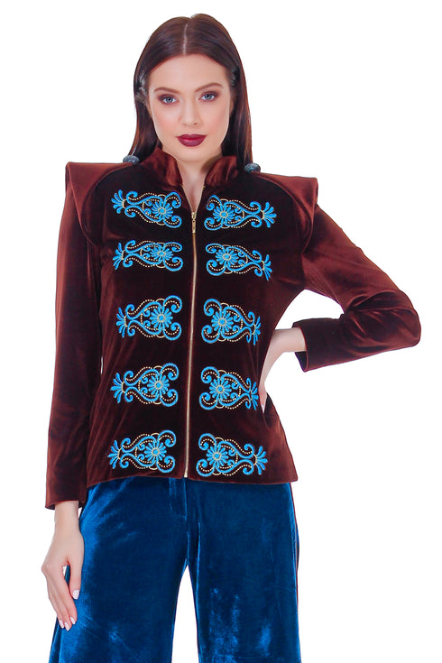 Sacou catifea cu broderie RM-81