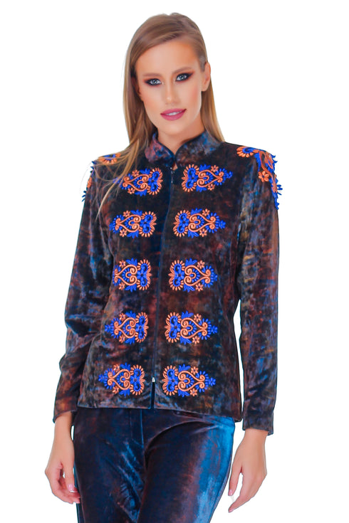 Sacou catifea cu broderie RM-83