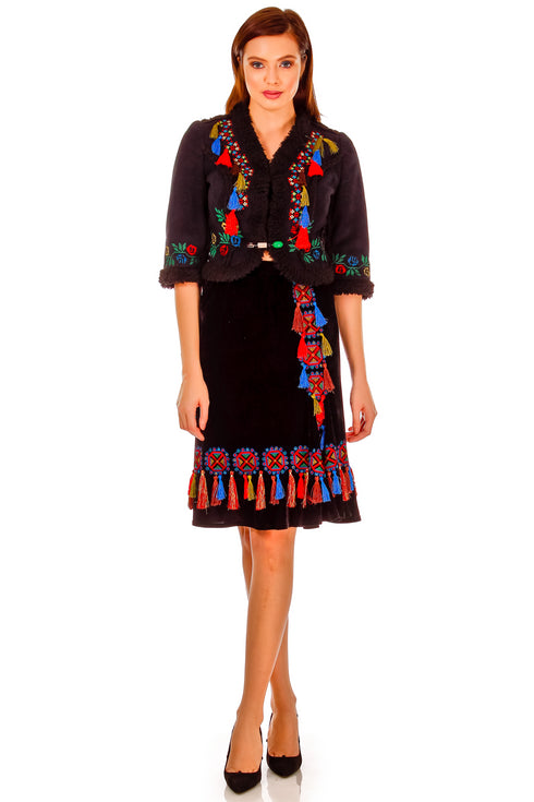 Jacheta piele ecologica cu broderie P-40