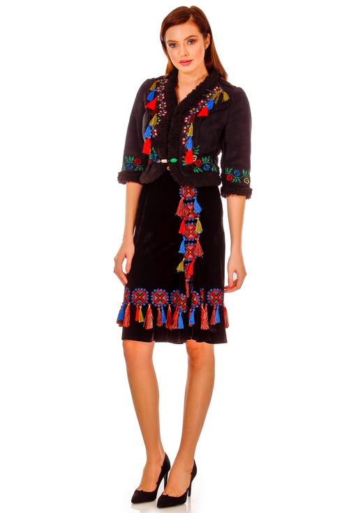 Jacheta piele ecologica cu broderie P-40