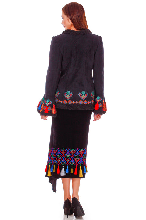 Jacheta piele ecologica cu broderie P-42