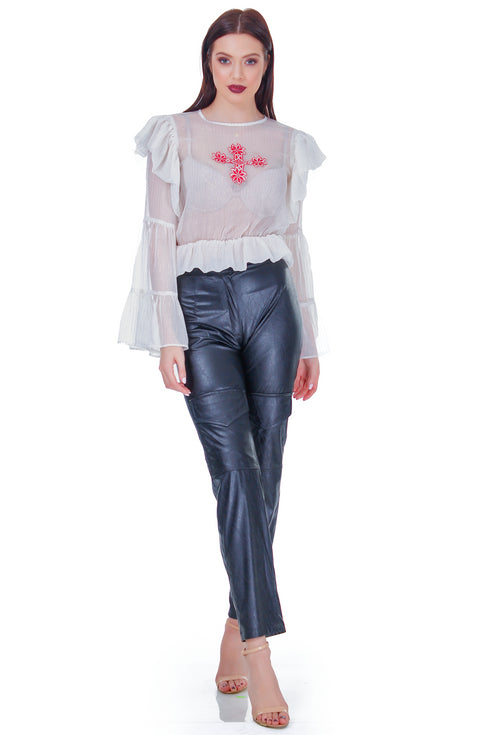 Bluza matase cu broderie RM-95