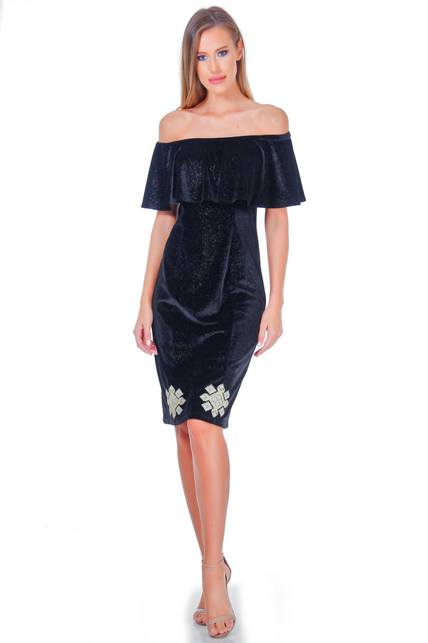 Rochie catifea cu broderie ID-5