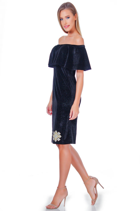 Rochie catifea cu broderie ID-5