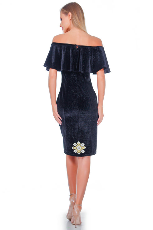 Rochie catifea cu broderie ID-5