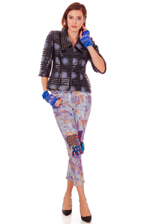 Pantalon denim pictat P-52