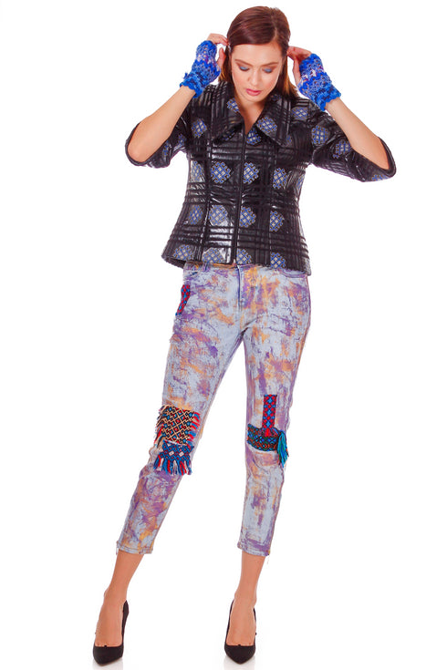 Pantalon denim pictat P-52
