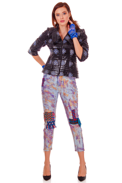 Pantalon denim pictat P-52