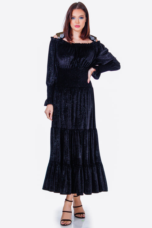 Rochie din catifea cu broderie ID-9