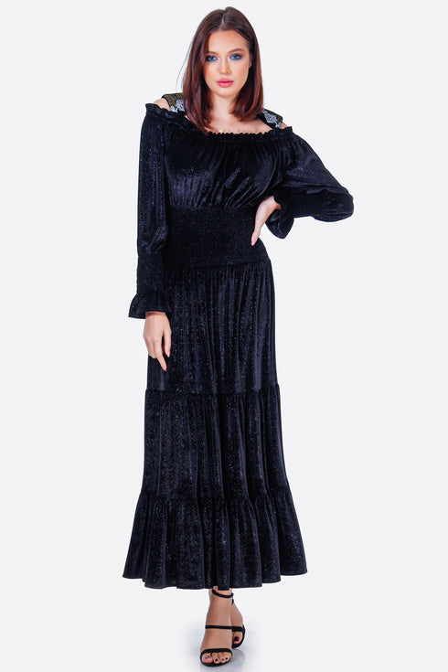 Rochie din catifea cu broderie ID-9