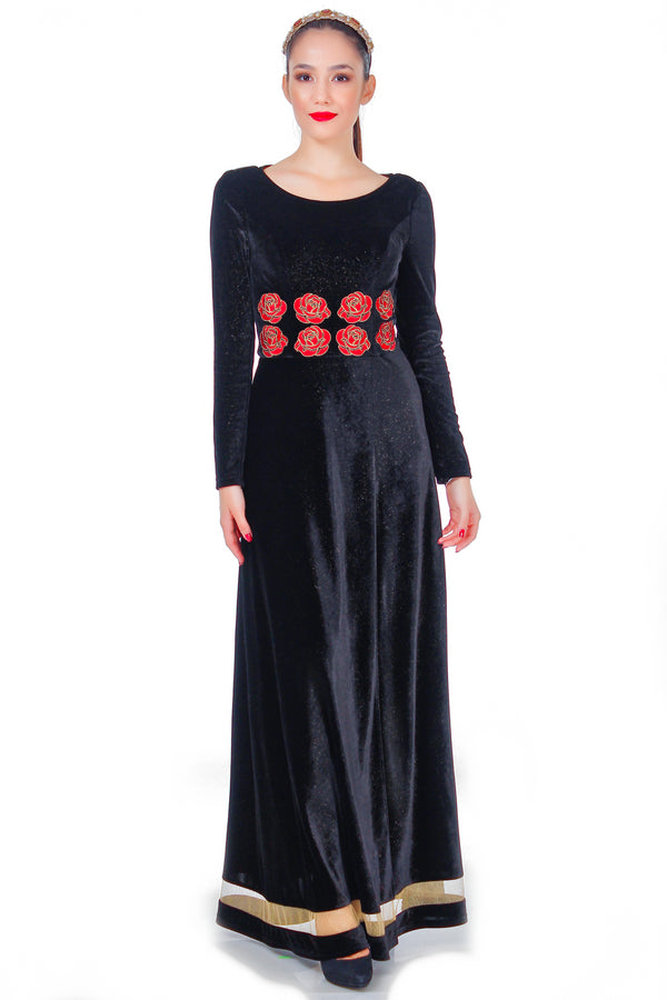 Rochie din catifea cu broderie ID-12