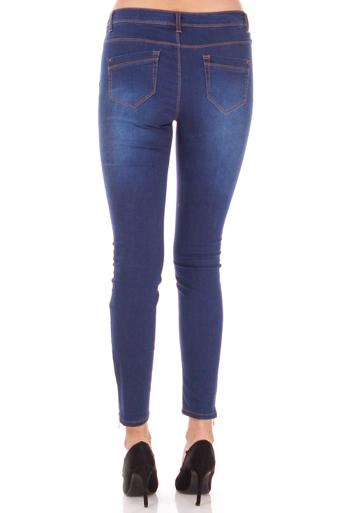 Pantalon denim cu broderie P-63