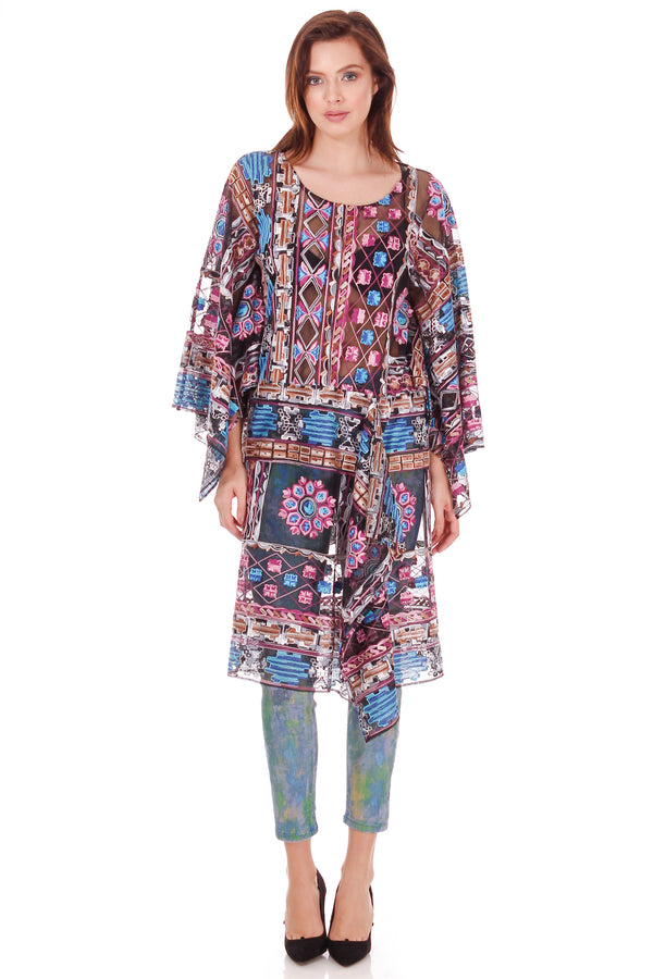 Bluza tul negru cu broderie P-70