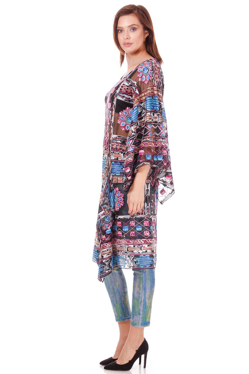 Bluza tul negru cu broderie P-70