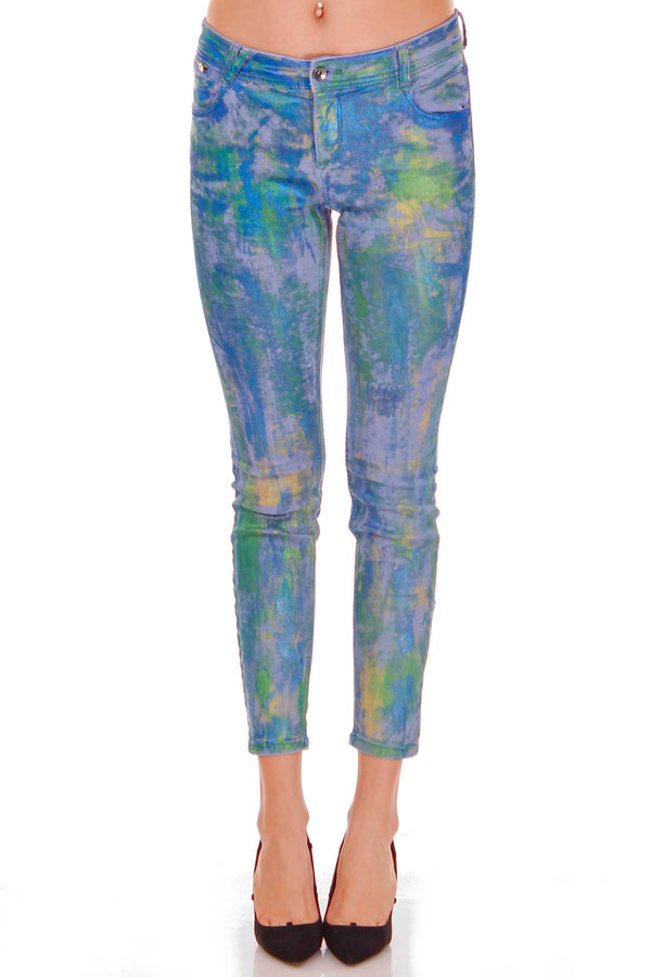 Pantalon denim pictat freeshipping - Liza Panait Online Boutique