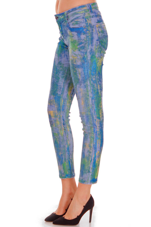 Pantalon denim pictat freeshipping - Liza Panait Online Boutique