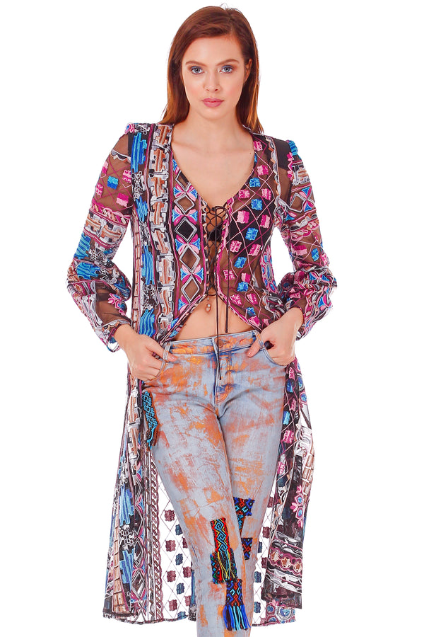 Bluzon tul cu broderie P-72