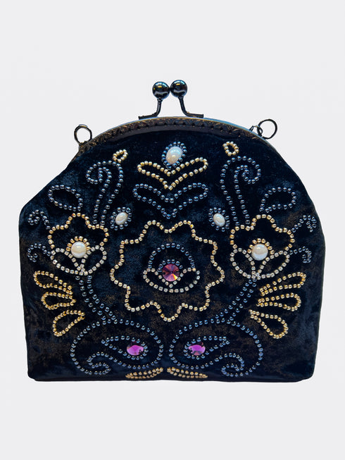 Poseta catifea cu rama metalica