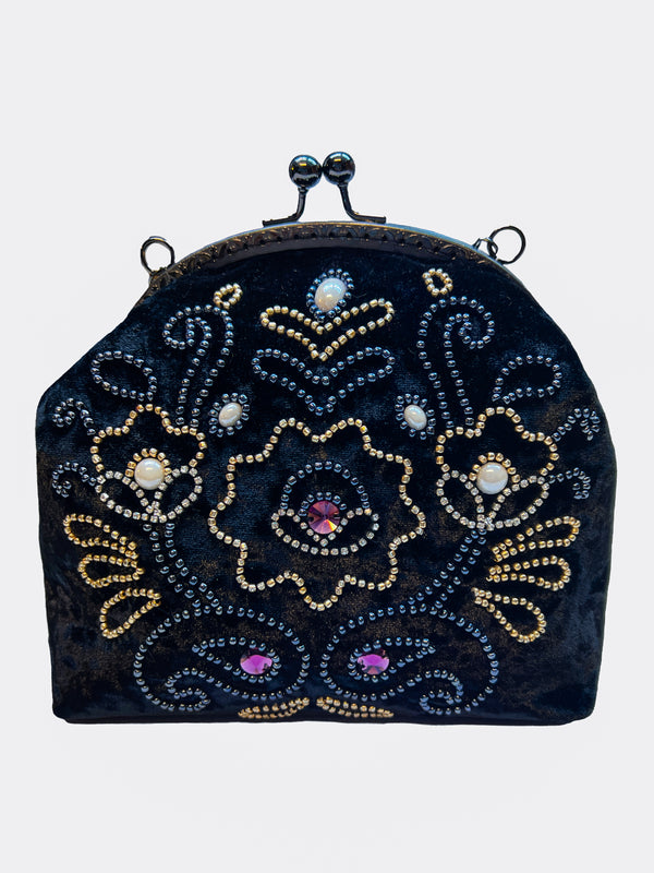 Poseta catifea cu rama metalica