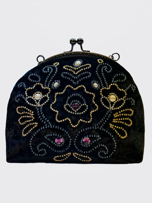 Poseta catifea cu rama metalica