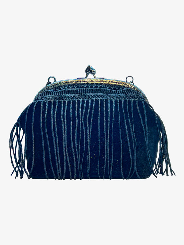 Poseta cu rama metalica si franjuri