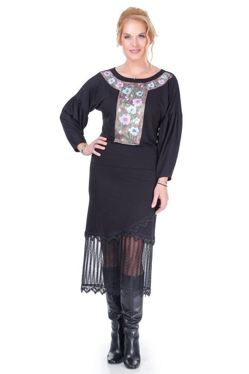 Bluza jerse negru pictata Liza Panait Liza Panait Online Boutique