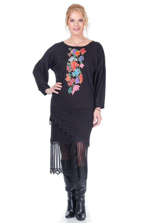 Bluza jerse negru pictat Liza Panait Liza Panait Online Boutique