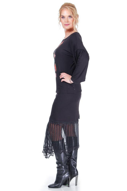 Bluza jerse negru pictat Liza Panait Liza Panait Online Boutique