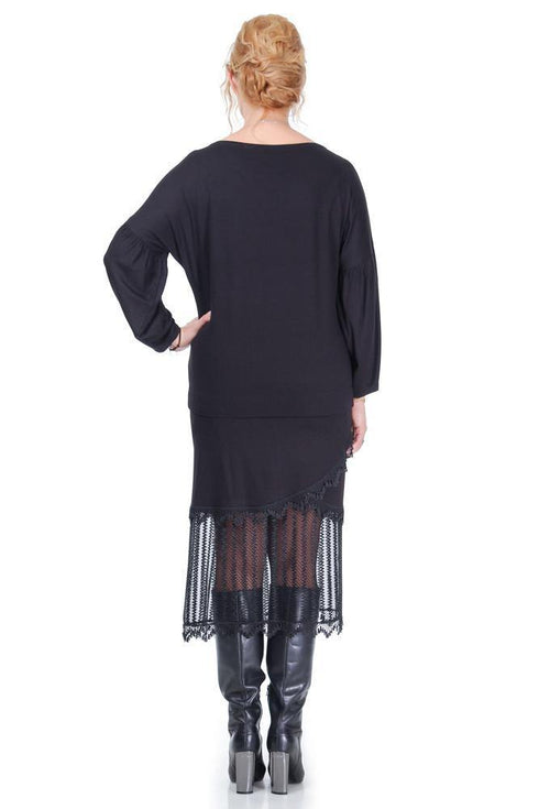 Bluza jerse negru pictat Liza Panait Liza Panait Online Boutique