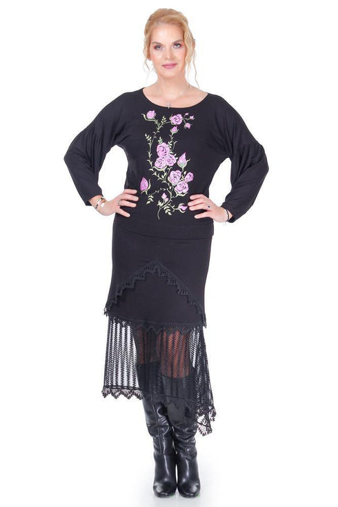 Bluza jerse negru pictat Liza Panait Liza Panait Online Boutique