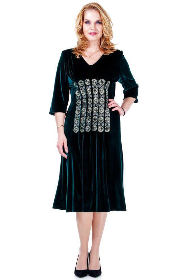 Rochie catifea cu broderie  Liza Panait Liza Panait Online Boutique