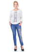 Pantalon denim cu broderie Liza Panait Liza Panait Online Boutique