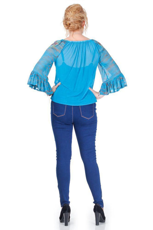 Pantaloni denim cu broderie Liza Panait Liza Panait Online Boutique