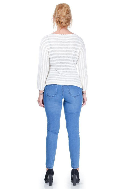 Pantalon denim cu broderie Liza Panait Liza Panait Online Boutique