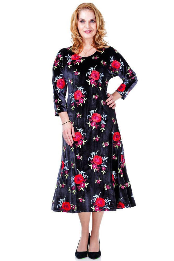 Rochie catifea cu broderie Liza Panait Liza Panait Online Boutique