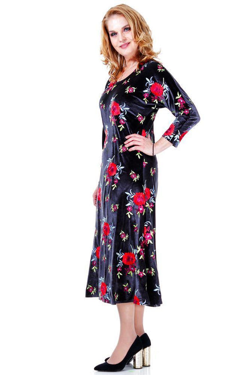 Rochie catifea cu broderie Liza Panait Liza Panait Online Boutique