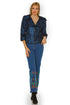 Pantaloni denim cu broderie M-97