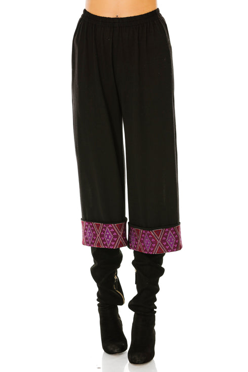 Pantalon tricot negru M-16